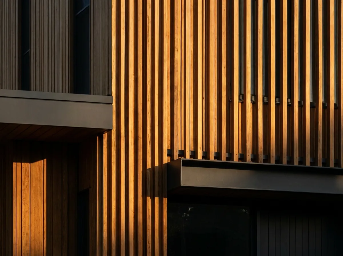 Bardage bois vertical en mélèze sur une façade contemporaine